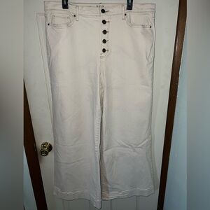 a.n.a Women's Cream High-Rise Wide-Leg Jeans